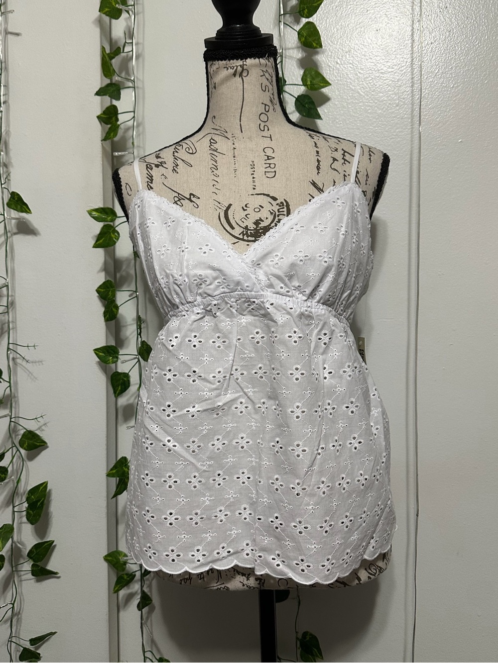 No Boundaries White Eyelet Lace Babydoll Cami